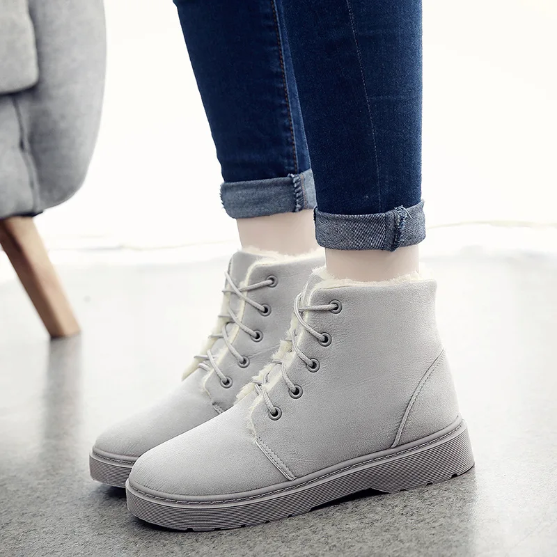 Match De Bottes Mode Livraison Chaude Chaussures noir Talons Gratuite marron Tous Martin Confortable Fourrure Hiver Goxpacer Plats Beige Avec gris Les Femmes Neige nwPk8O0