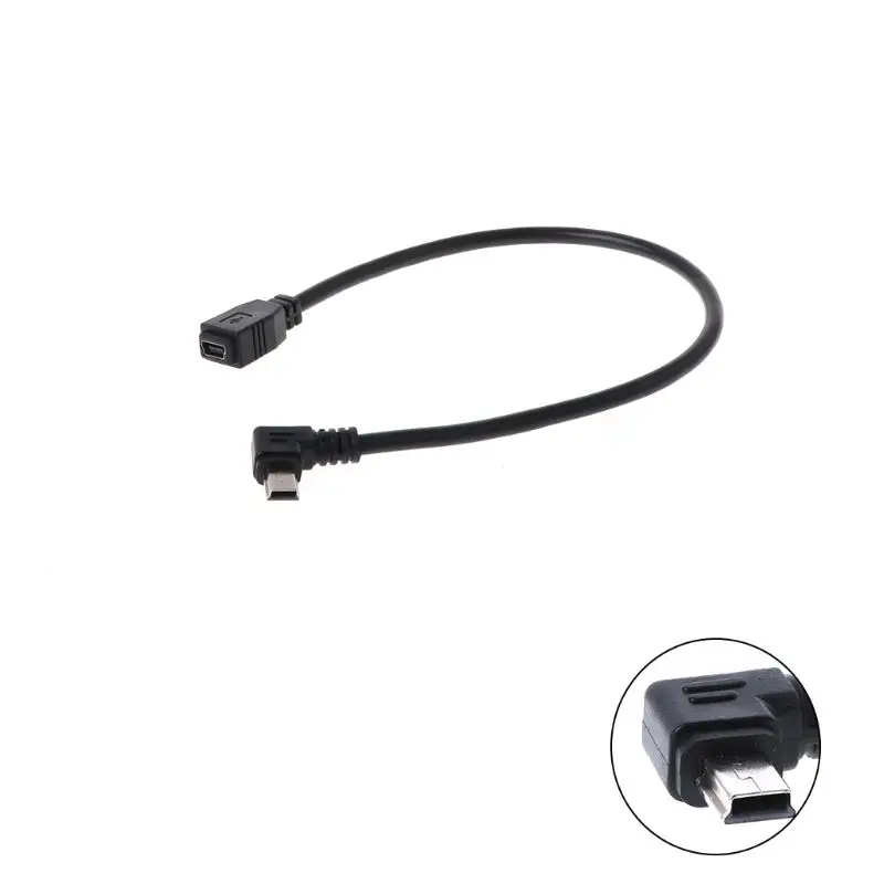 

90 Degree Mini USB 5Pin Male to Female Extension Cable for MP3 GPS Camera 27cm