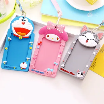 

Cartoon Unisex Lady Credit Card Holder storage Bag Silicone office Business Bus Card Student ID Badge Name Credit Cards Cover