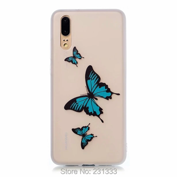 Мягкий ТПУ чехол с мультяшным цветком c ku для Huawei P20 PRO P8 LITE 2017 P Smart Butterfly Bird Relief Oil GEL