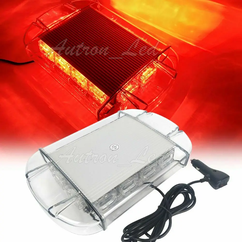

13" 36W LED Red Roof Top Beacon Security Signal Vehicle Mini Strobe Light Bar