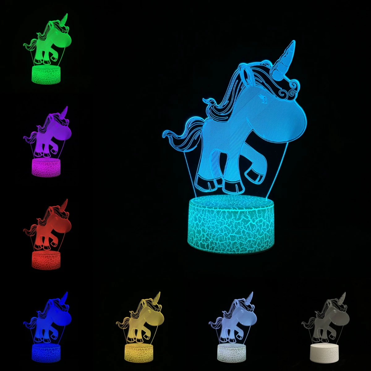 Единорог серии 3D Ночной светильник с изображением пони для девочек подарок mullticolor USB 3D лампа Мультфильм RGB светодиодный рядом с Luminaria детская игрушка Настольный Декор