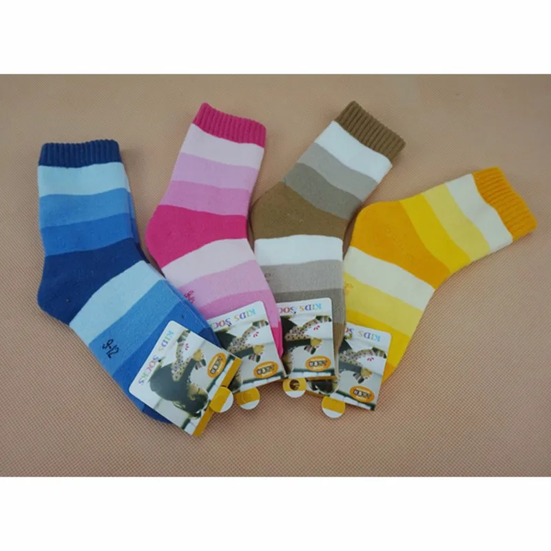 Striped Boys Girls Socks Terry Kids Floor Socks With Stripes Autumn Winter Toddler Short Sock Warm Thick Children Accessories (3)