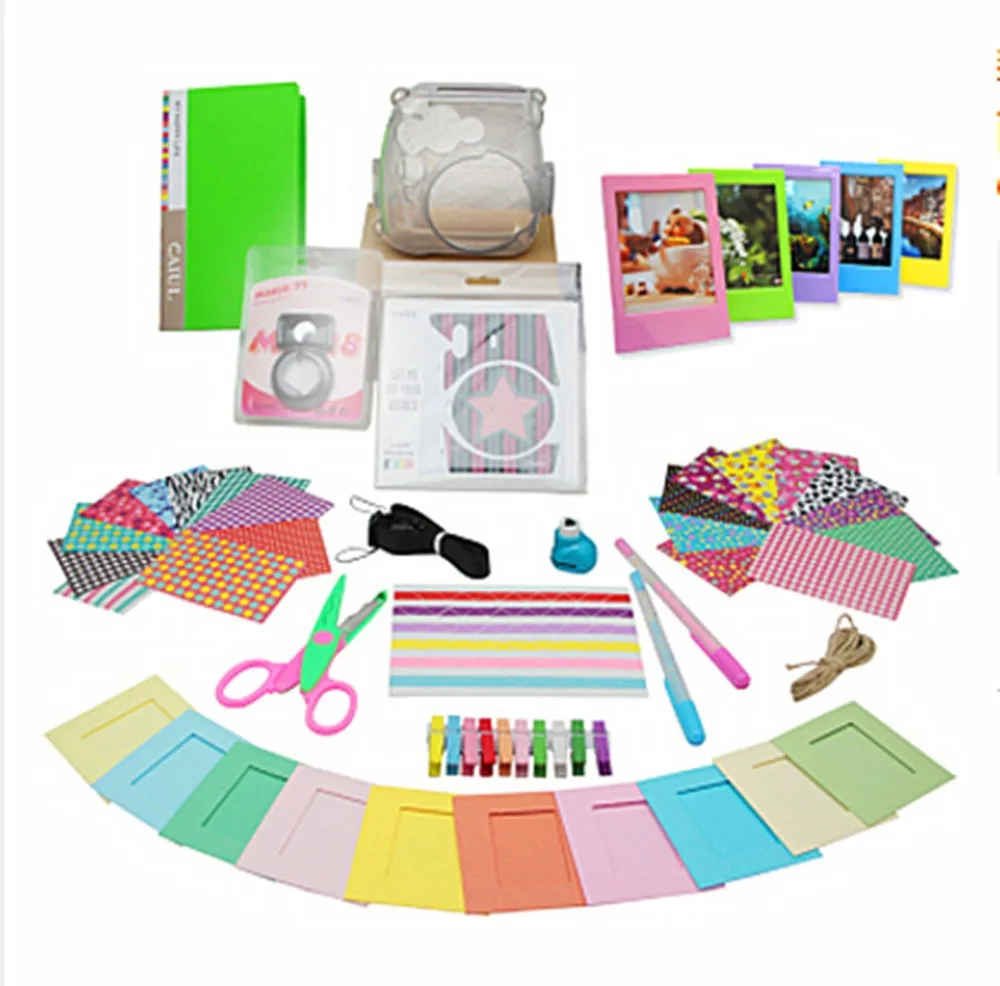 Fujifilm Instax Mini 8 Instant Camera Accessory Bundles black hard case / Album/colorful Photo