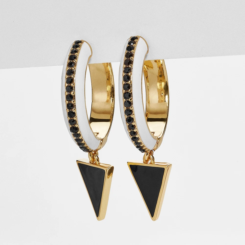 

Trendy 2019 Small Earring for Women Girls Round Triangle Pendant Statement Geometric Metal Hanging Earring Enamel Jewelry Gifts