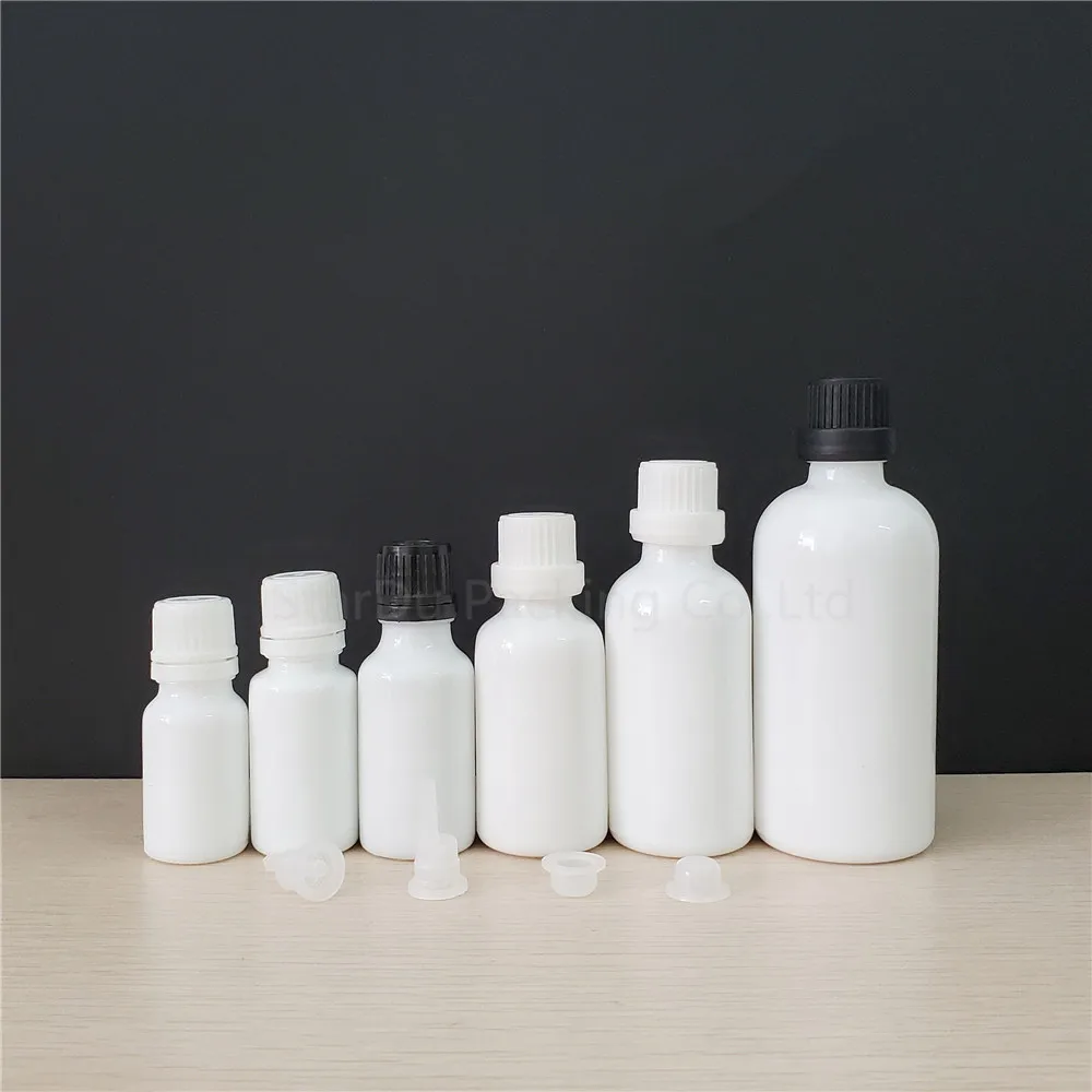 

10ml 15ml 20ml 30ML 50ml 100ml White Glass Bottle, Vials Essential Oil Bottle With Tamper Evident Cap Perfume Bottles 100pcs/lot