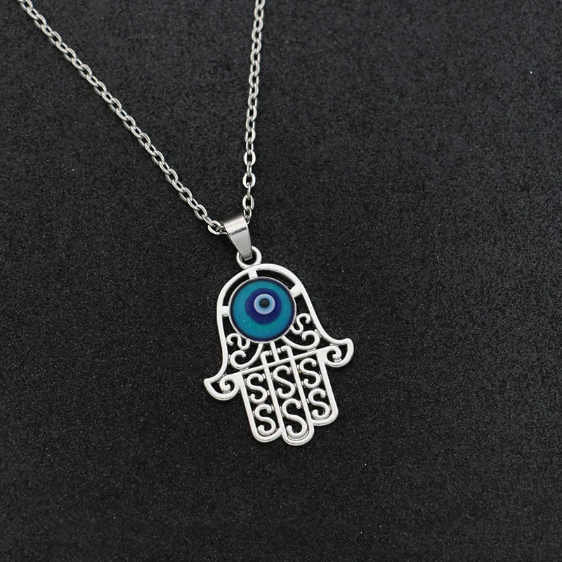 JAKONGO модное ожерелье тибетские посеребренные Фатима рука Злой Глаз Ожерелье из цепей с подвеской для женщин подарок матери подарок