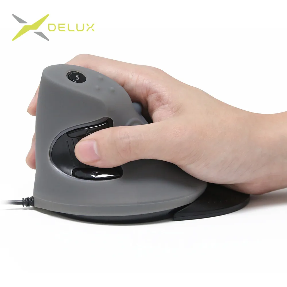 Delux-Souris verticale sans fil M618 Mini BT 4.0 + 2.4GHz, ergonomique,  aste, silencieuse, pour ordinateur