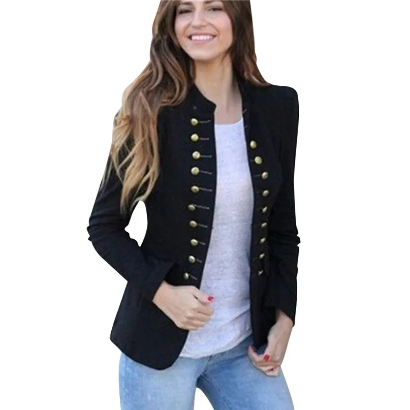 

Women Vintage Tailcoat Jacket Overcoat Outwear Uniform Buttons Coats For Ladies Punk Retro Button Long Sleeves Coats 40LY11