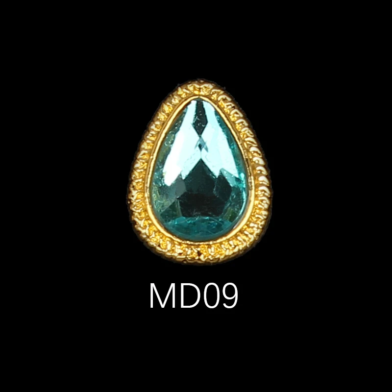 Korea Trend Nail Jewelry Style 10/30pcs Latest Metal Bezel Water Drop Stone Design 3D Nail Art Alloy Jewelry - Цвет: MD09