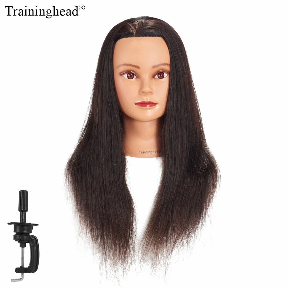 

Traininghead 20"-22"Mannequin Head 100% Human Hair Hairdresser Training Head Manikin Cosmetology Doll Head(Clamp Stand Included)