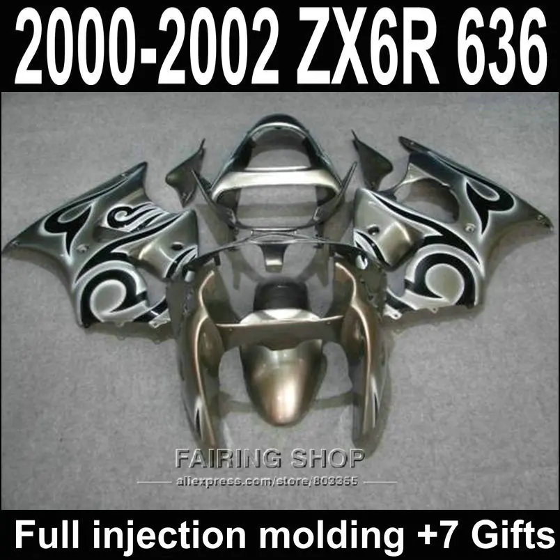 Metalliic grey Fairings For Kawasaki ZX6R 2000 2002 2001 zx-6r 00 01 02 Best quality Fairing kit S17 | Автомобили и мотоциклы