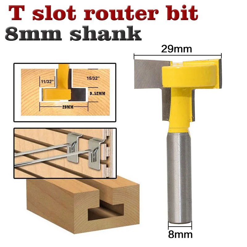 1 шт. Высокое качество Т-слот и Т-трек долбежный маршрутизатор бит-" 8" хвостовик для долото для дерева резак цена