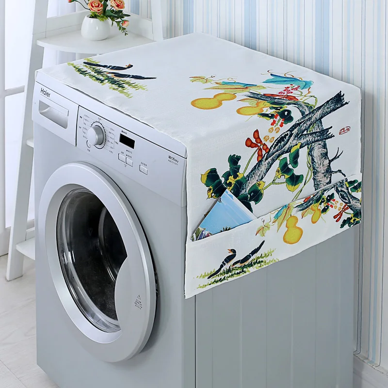 Cartoon Rainbow Horse Washing Machine Cover Refrigerator Cover Microwave Cotton Linen Waterproof Cover - Цвет: 2