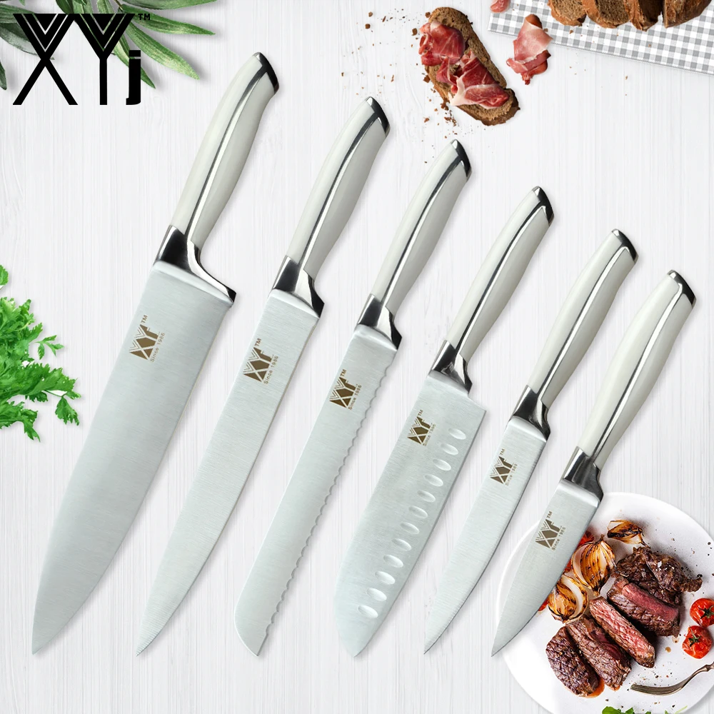 

XYj Japanese Chef Stainless Steel Knife Kitchen Knives 8" 5" 7" 3.5" Cleaver Paring Santoku Slicing Utility New Cooking Knife