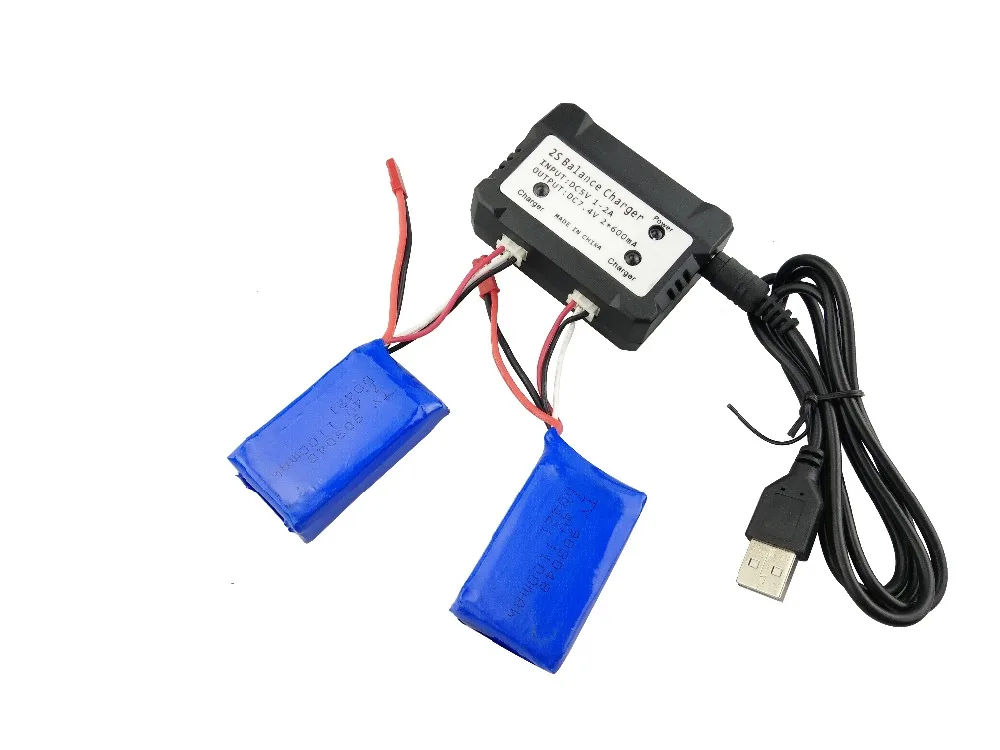 

2PCS 7.4V 1100mah lithium battery with 2 in 1 balanced charger for Wltoys A949 A959 A969 A979 L959 remote control car parts