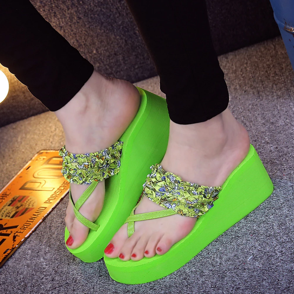 

Summer Soft Women Wedge Sandals Bohemia Flip Flops Flat Platform Slippers Beach
