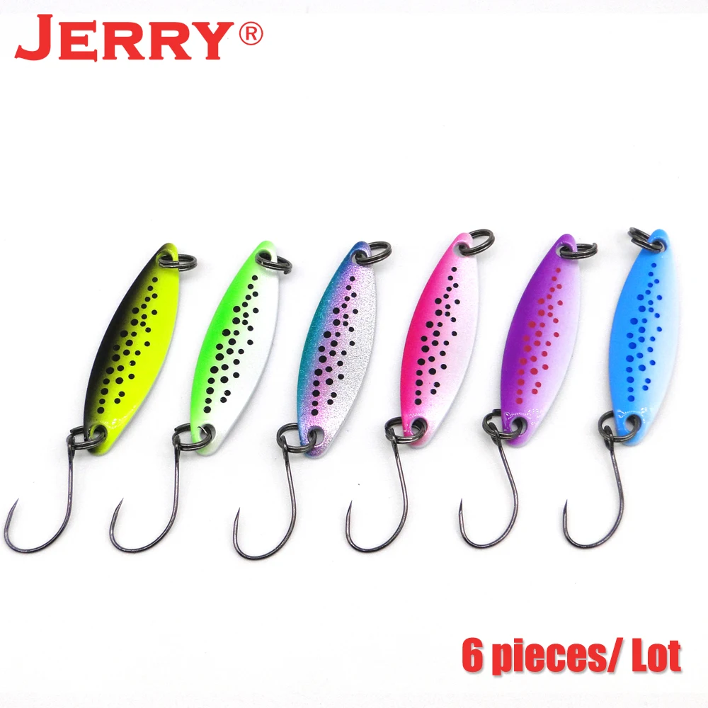 Jerry 6pcs 1.6g 2.7g 3.5g micro fishing spoons kit fast spinning