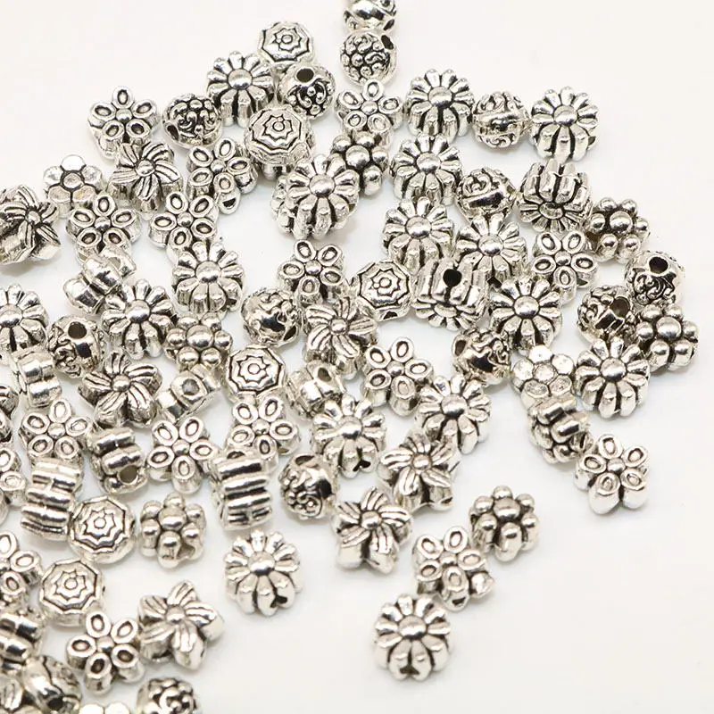 

mixed 100pcs leopard Head Silver material Tibetan Silver Beads Spacer Loose Beads Handmade For charm Jewelry Making