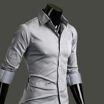 

Brand New Men's Casual Shirt Social Solid Color Shirt Full Sleeve Turn Down Collar