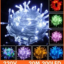 20 м 9 цветов AC110/220 В свет шнура 200 светодиодов свадьбу, празднуя елочные украшения огни, светодиодный свет Рождества