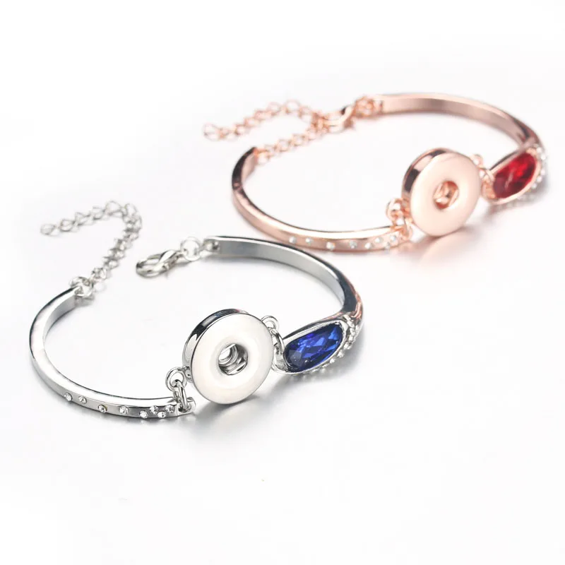 

Wholesale New Snap Jewelry Adjustable Rhinestone Bracelet 18mm Metal Snap Button Charms Bracelets For Women 041101