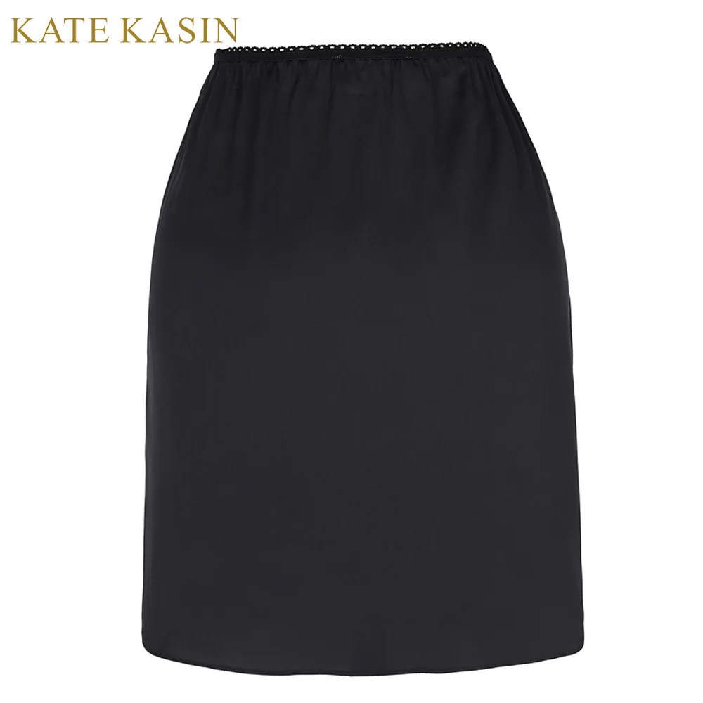 Kate Kasin White Half Slip Petticoat Women Short Slips Underskirt Ladies Sexy Waist Elastic Black Solid Slip For Dress