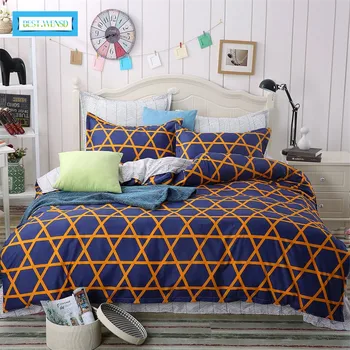 

BEST.WENSD Family Bed Linens 100% Cotton sheets Quality Cartoon Style Simple Style Bedding Set For 1 or 2 Person Duvet Cover set