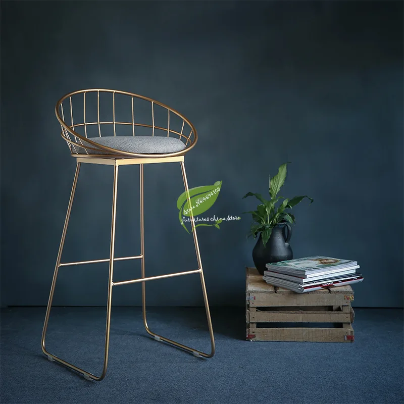 البراز شريط Tabouret دي بار بسيط شريط البراز المطاوع الحديد كرسي طويل الساق الذهب مقعد مرتفع كرسي طعام حديث الشمال حانة اكسسوارات