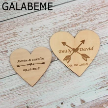 Galabeme индивидуальный заказ сохранить дату Деревянный Сердце пользу DIY деревенский имя бирка деревянные Свадебные бирки Свадебные украшения
