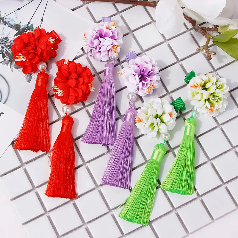Stile Vintage Con Frange Fiori Forcelle Carino Clip Di Capelli Dei Bambini Accessori Delle Ragazze Dei Capretti Handmade Hairgrip Barrettes Copricapi Regalo Accessori Per Capelli Da Bambina Aliexpress