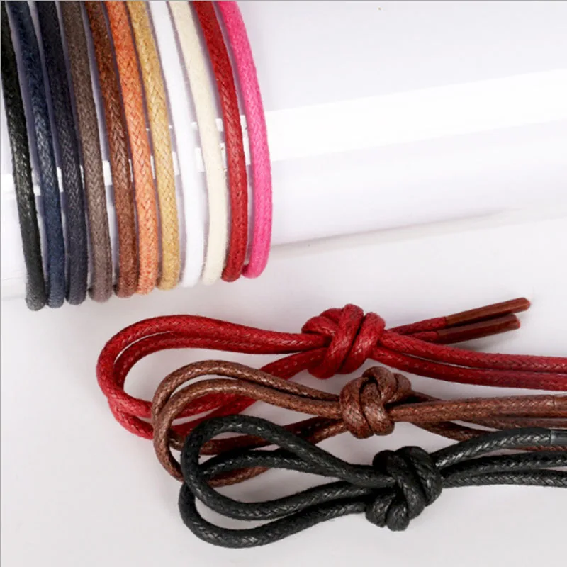 

1Pair 80 / 120cm Waxed Cotton Round Shoe laces Leather Waterproof ShoeLaces Men Martin Boots Shoelace Shoestring dropshipping