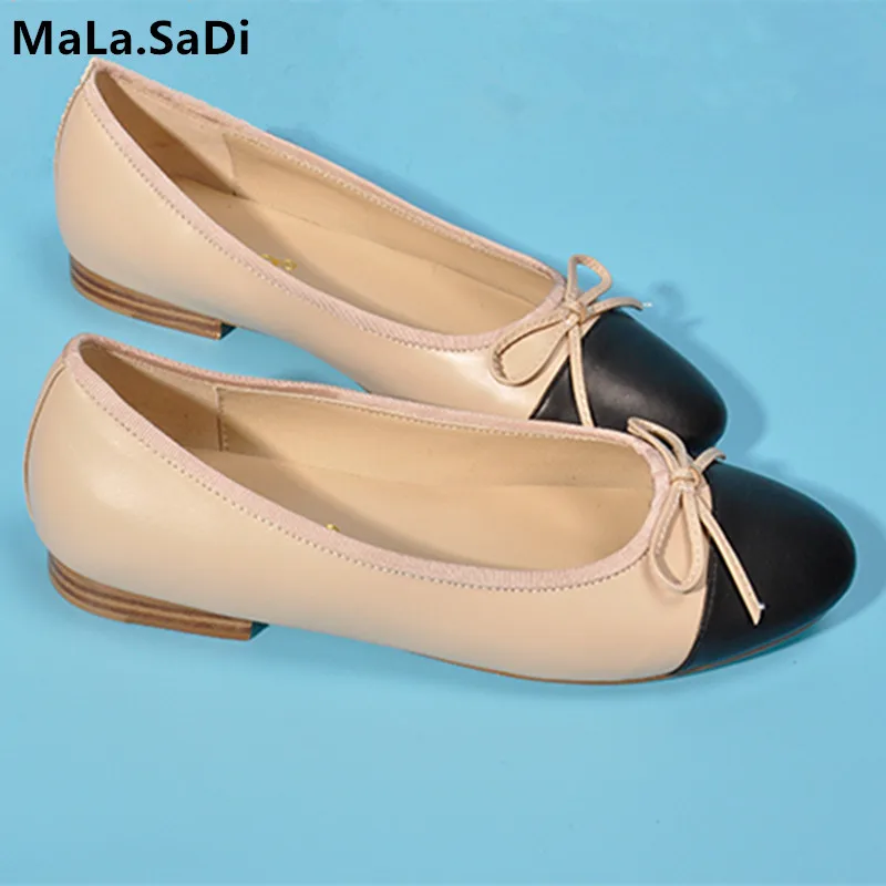 2019 new women flats shoes ballet flats Fashion slip on cut outs flat high quality Genuine Leather female shoes casual shoes big