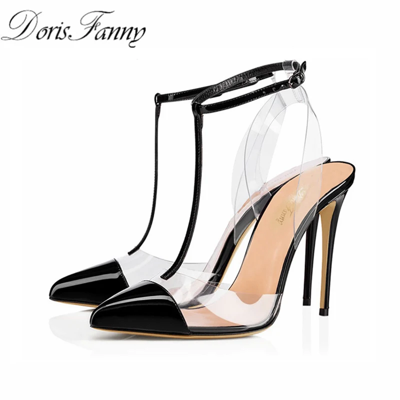 DorisFanny-Red-peep-toe-high-heels-ladies-patent-leather-shoes-size-42-fashion-women-pumps-free