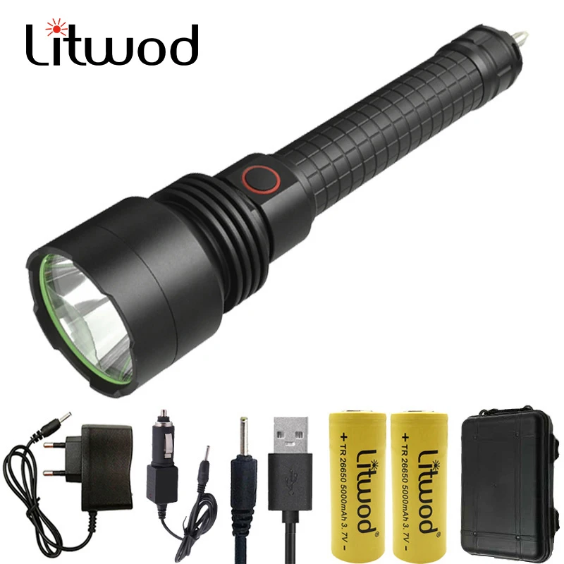 

Litwod Z201512 LED flashlight 10000 lumens XH P50 torch For 18650 / 26650 Battery Aluminum alloy Tactical defense Lantern