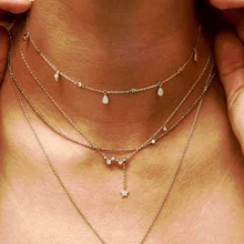 Новая мода 925 стерлингового серебра Милая звезда с круглый Фионит Y Форма Длинная подвеска цепь ожерелья для женщин ювелирные украшения