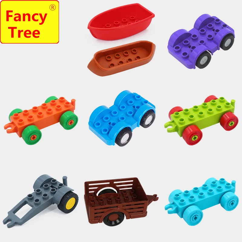 

Big Building Blocks Bricks Cabin Rail Train Vehicle Accessories boat Compatible with Duplo Sets DIY Toys Gift Baby toy
