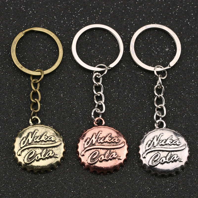 Fallout 4 Nuka Cola Keychain Fall out 3 Drink Bottle Cap Vintage Antique Bronze Silver Color Keyring Key Chain Ring Wholesale | Украшения и