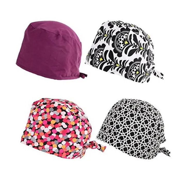 

Promotion 4pcs pack doctor scrub caps men's surgical hats with sweatband inner for dental clinic workwear cap long hair cotton