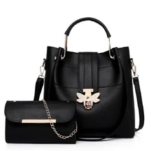 2 шт. наборы сумок для женщин сплошной цвет pu кожа Женские повседневные сумки большие сумки через плечо роскошные брендовые плечевые сумки