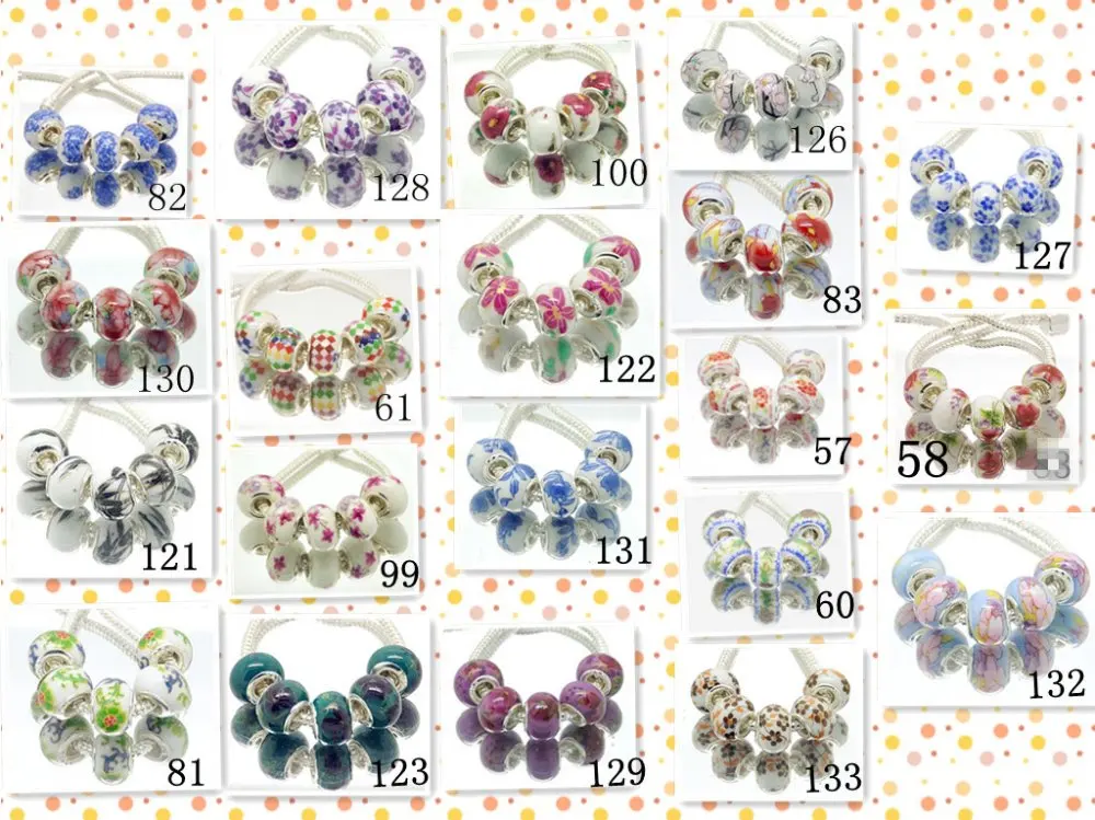 100pcs Mixed Wholesale Novelty Handmade DIY Ceramics European Beads