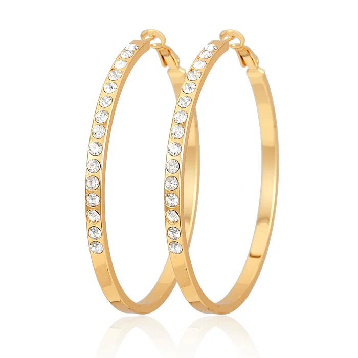 Big Hoop Earrings18K Yellow Gold Plated Austrian Rhinestone Trendy