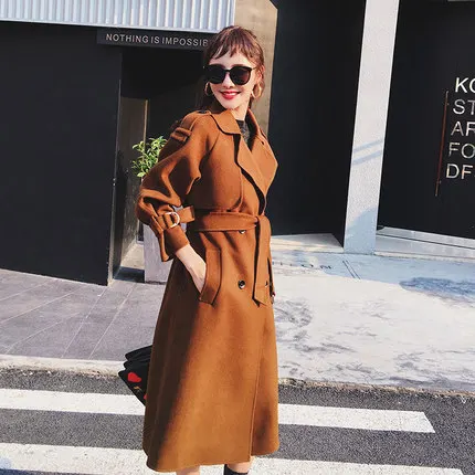 Double Laine Turn D'hiver caramel army Cachemire Manteau Side De Camel Green Pardessus Kmetram Dark Femmes Hh382 Et Col Femme down 100 Automne Mode zOxRBWC4nc