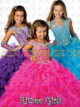 2016 neue Ankunft Luxus königlichen Rüschen Ballkleid mit Hülse Freies Verschiffen Mädchen Pageant Kleider Little Girls Prom Kleid HYD120