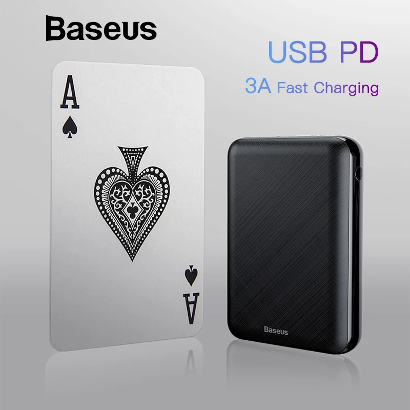 

Baseus 10000 mAh USB PD 3A Fast Charging power Bank for iPhone Xs Max usb Charging power bank for Samasung Xiaomi huawei Bank