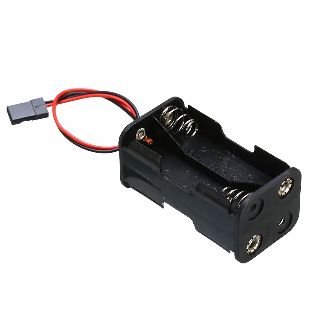 1Pcs Black Plastic Dual Box 6.0V 4xAA Battery Holder with Futaba Plug For RC Aircraft Car Boat DIY Craft New