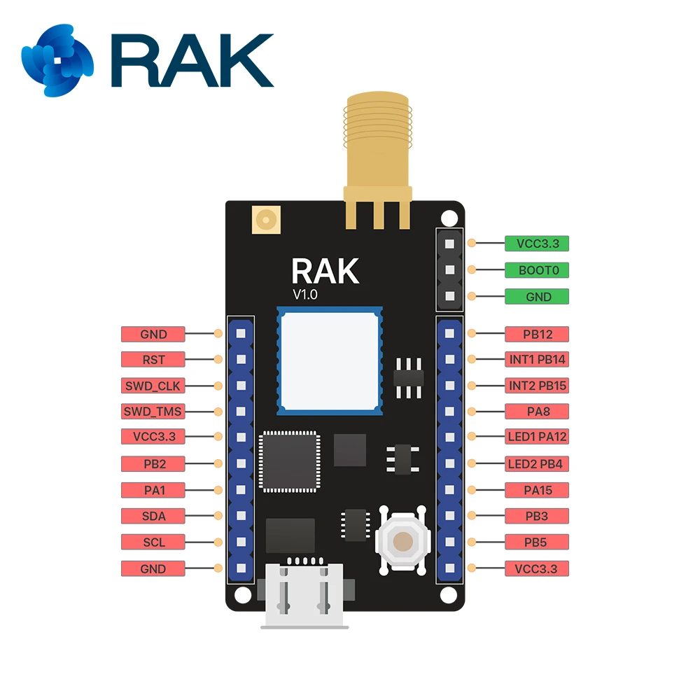 RAK811 LoRa трекер доска Беспроводной удаленного позиционирования MAX 7Q gps модуль MEMS