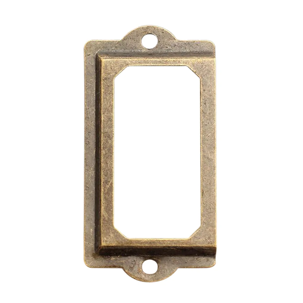 12Pcs/set Antique Brass Metal Label Holders Pull Frame Handle Name Card Holder For Furniture Cabinet Drawer Box Case Bin E5M1