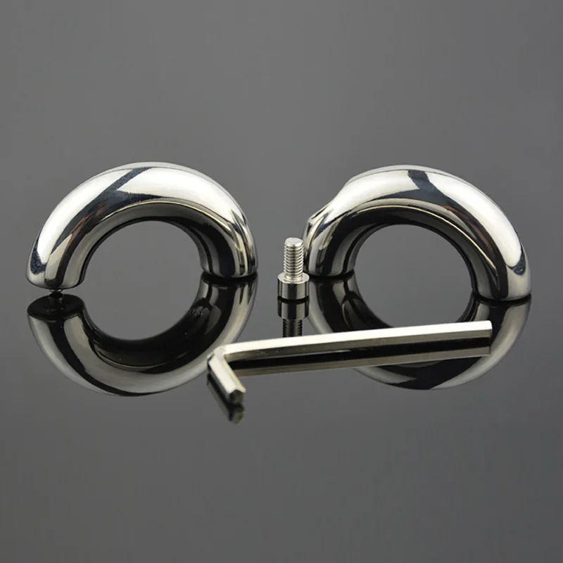 Stainless Steel Penis Ring Ball Stretcher Delay Lasting Metal Cock Ring Scrotum Restraint Testicular Chastity Device for Men (14)