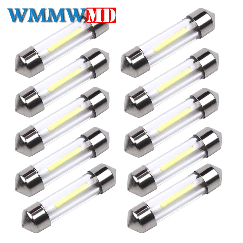 

10pcs C5W COB Car Led Bulbs 31mm 36mm 39mm 41mm Car Interior Dome Reading Light Source 6000K White Side License plate Lamp 12V
